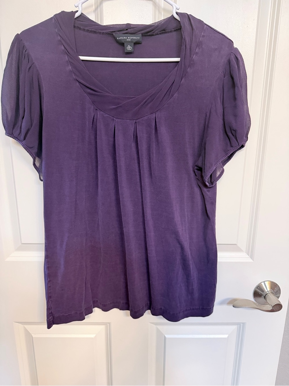 Banana Republic Deep Purple Short Sleeve Scoop Neck Blouse